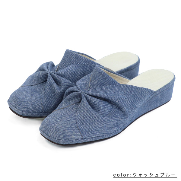 ルームシューズ リボン ヒール クロールバリエリラクシング クロール