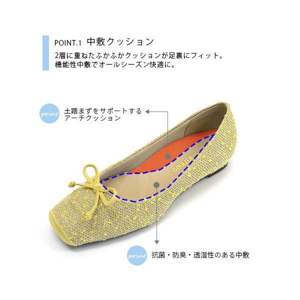 No.444230c /944201クロールバリエ スクエアトゥバレエパンプス