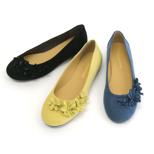 パンプス 花モチーフ 6色 22.5-25.5㎝ レトロ PUレザー 25zm154 No.551231 フラワーモチーフ ラウンドトゥパンプス 【2025春夏